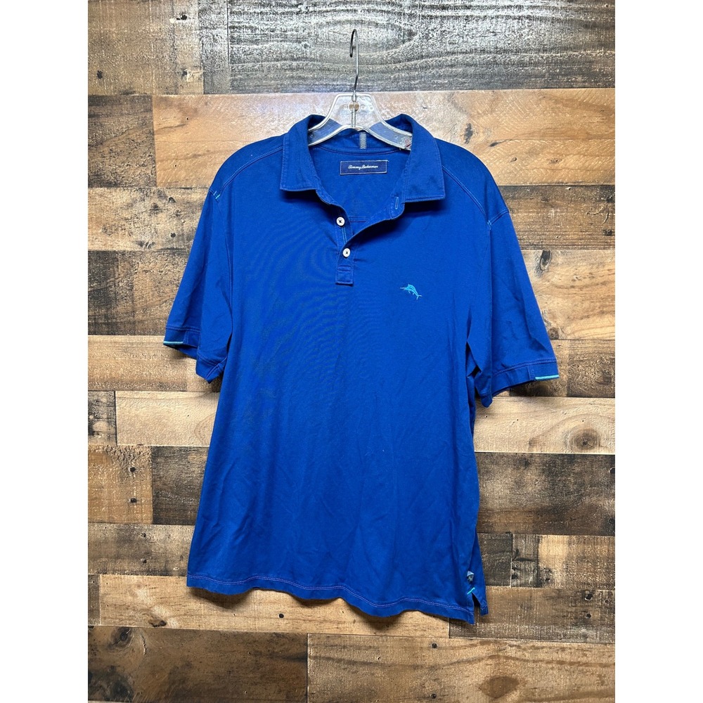 Tommy Bahama Men's Blue Polo Shirt Short Sleeve Marlin Logo Casual